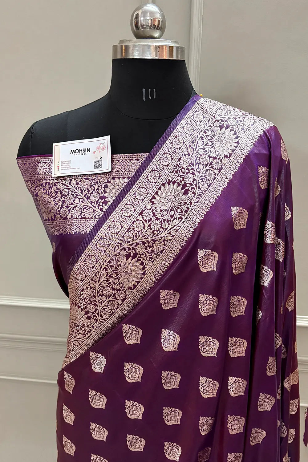 Purple Golden Zari Silky Banarasi Saree