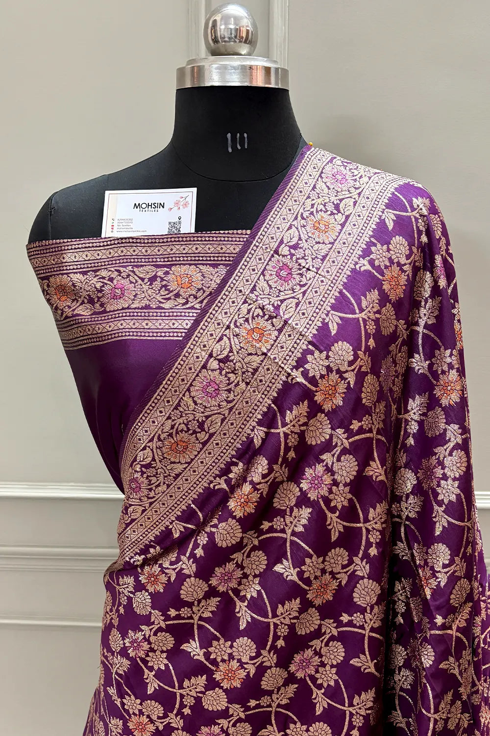 Purple Golden Zari Silky Banarasi Saree