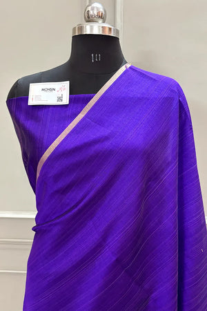Purple Plain Dupion Silk Banarasi Saree