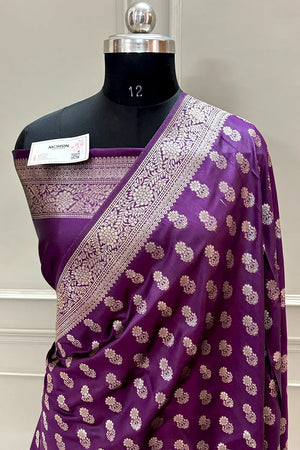 Purple Resham Zari Banarasi Silk Saree