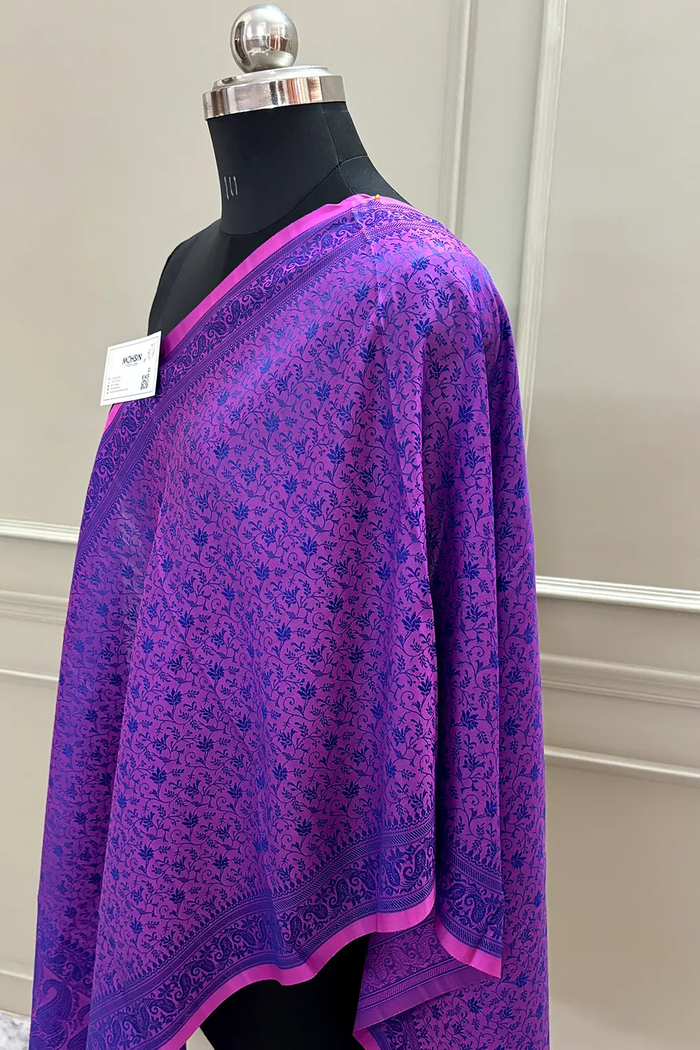 Purple Resham Zari Silk Banarasi Stole