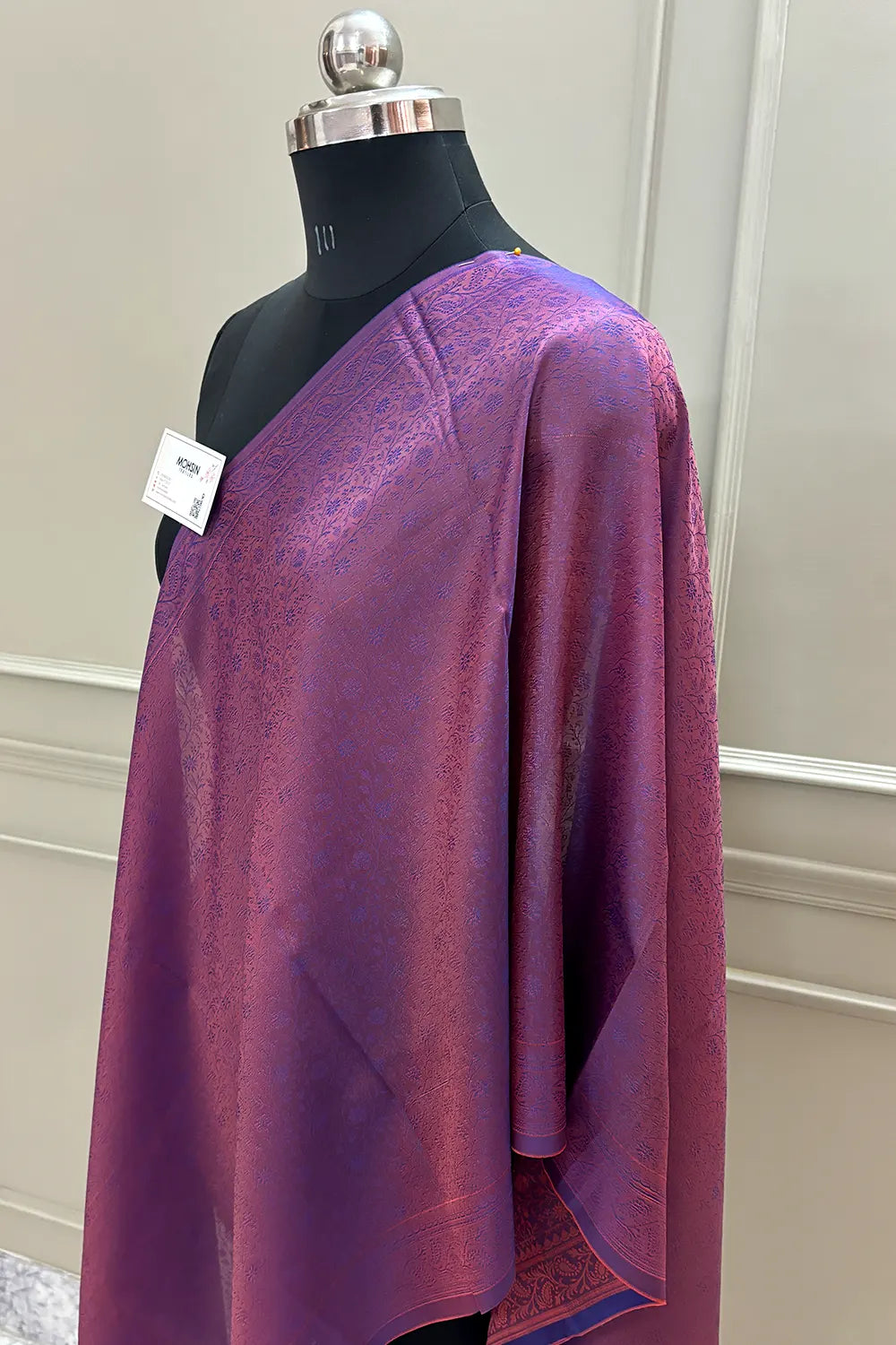 Purple Resham Zari Silk Banarasi Stole