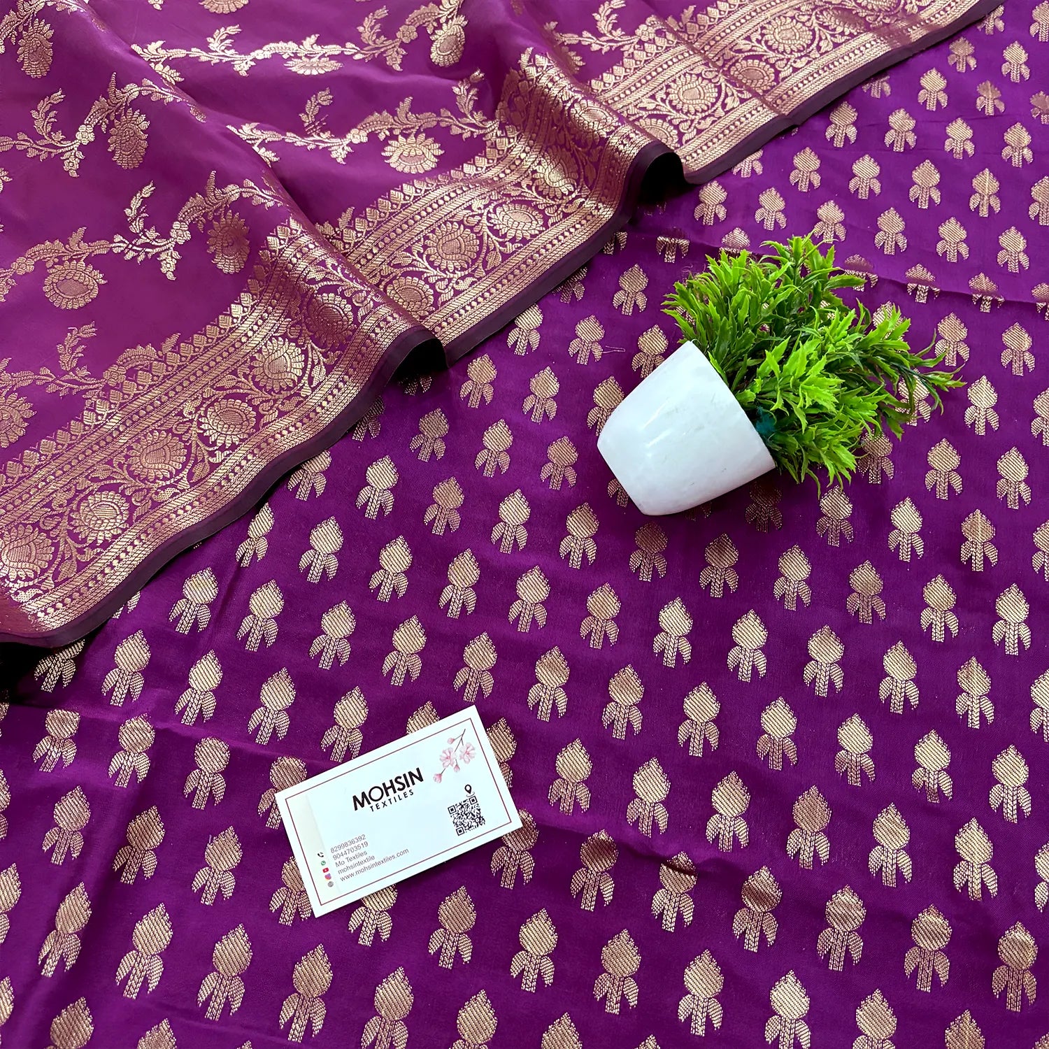 Purple Rocket Buti Satin Silk Banarasi Suit