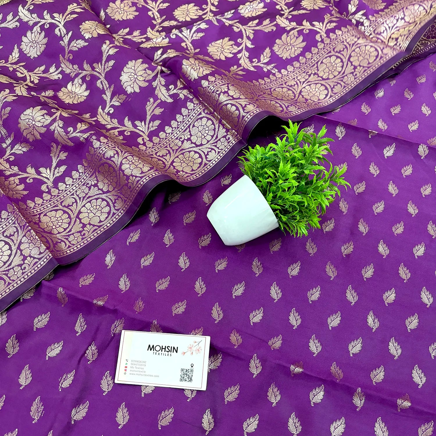 Purple Sunehri Pankh Satin Silk Banarasi Suit