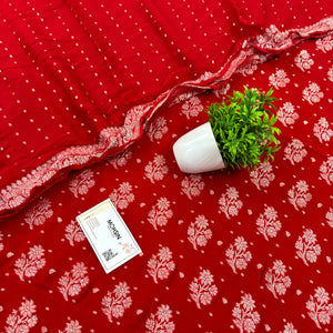 Red Golden Zari Pure Georgette Silk Banarasi Suit