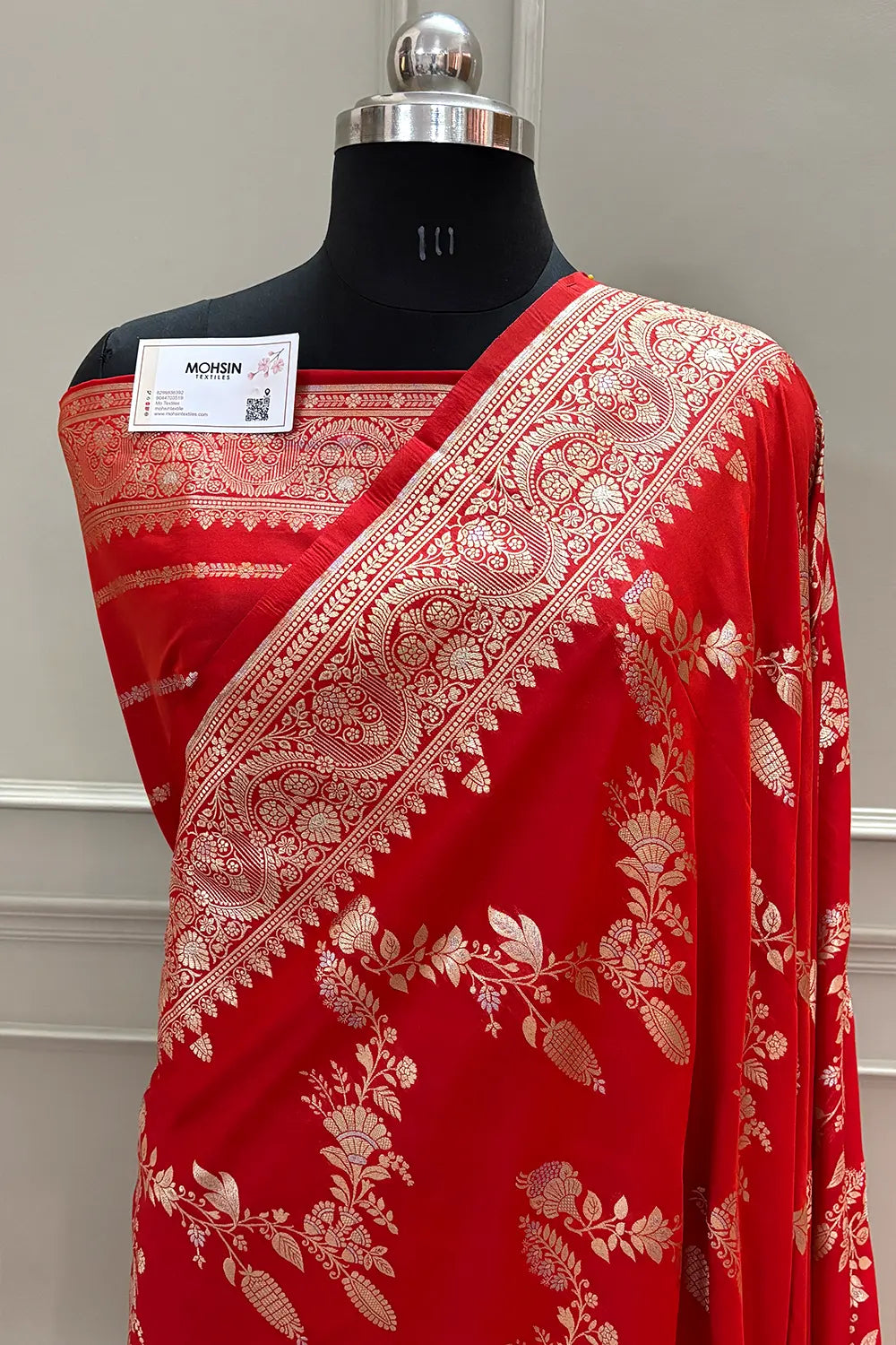 Red Golden Zari Katan Silk Banarasi Saree