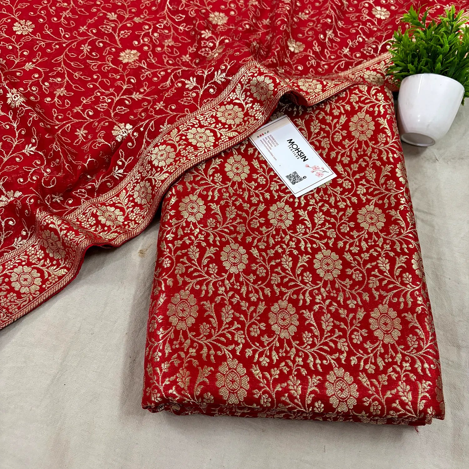 Red Golden Zari Kimkhab Silk Banarasi Gharara