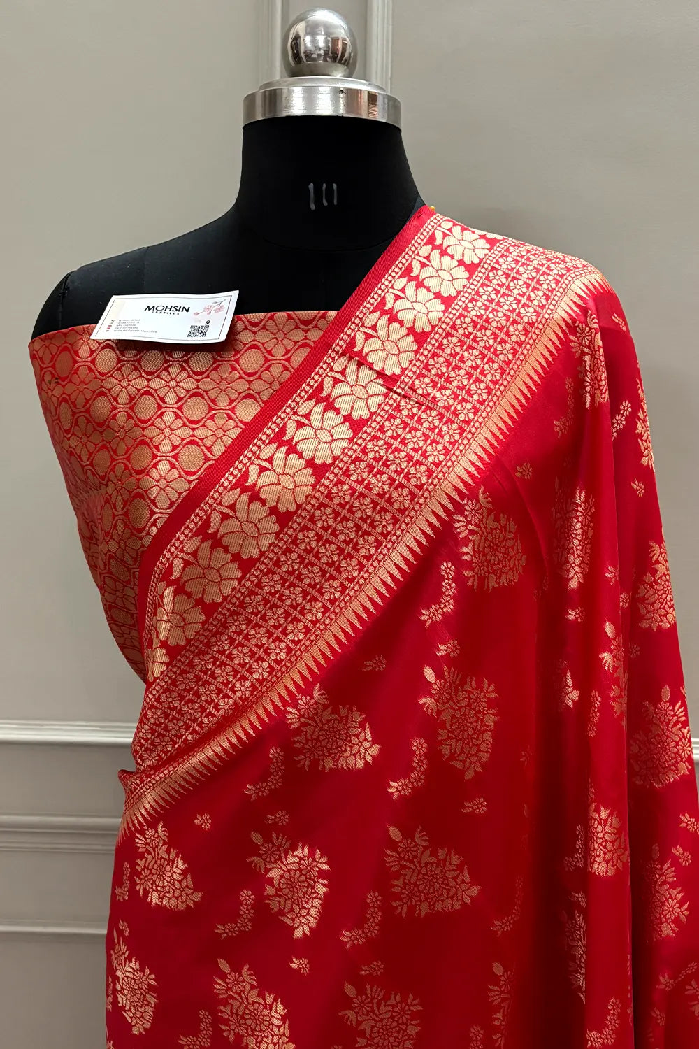 Red Resham Zari Silky Banarasi Saree
