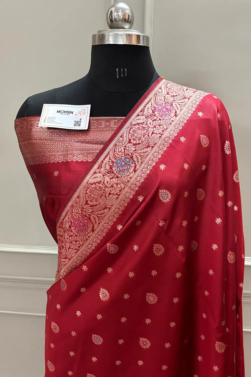 Red Resham Zari Silky Banarasi Saree