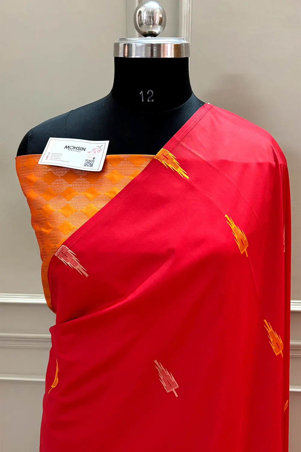 Red and Yellow Resham Zari Banarasi Silk Saree