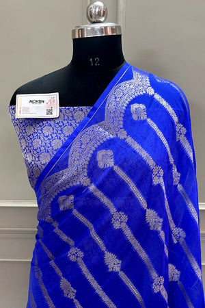 Royal Blue Chanderi Silk Banarasi Silk Saree