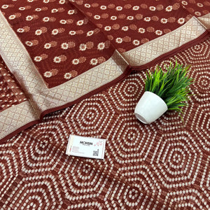 Rust Chalava Organza Silk Banarasi Suit