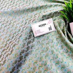 Sea Green Brocade Katan Silk Banarasi Fabric