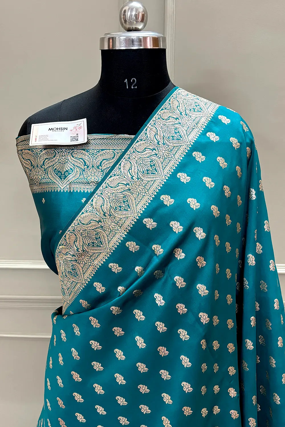 Teal Resham Zari Banarasi Silk Saree