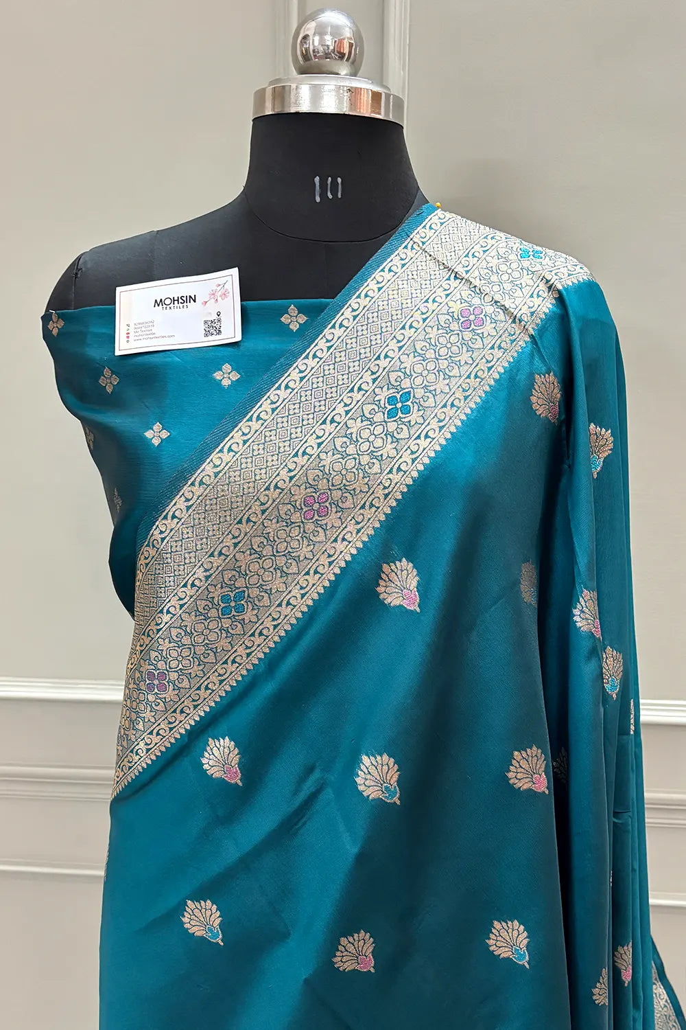 Teal Resham Zari Silky Banarasi Saree