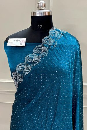 Teal Siroski Stone Jimmy Choo Saree