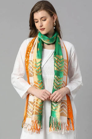 Tiranga Indian Flag Banarasi Silk Dupatta