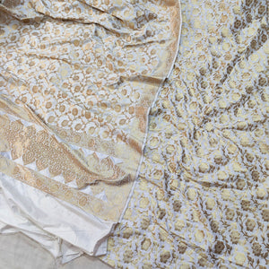 White Dyeable Golden Zari Katan Silk Banarasi Suit