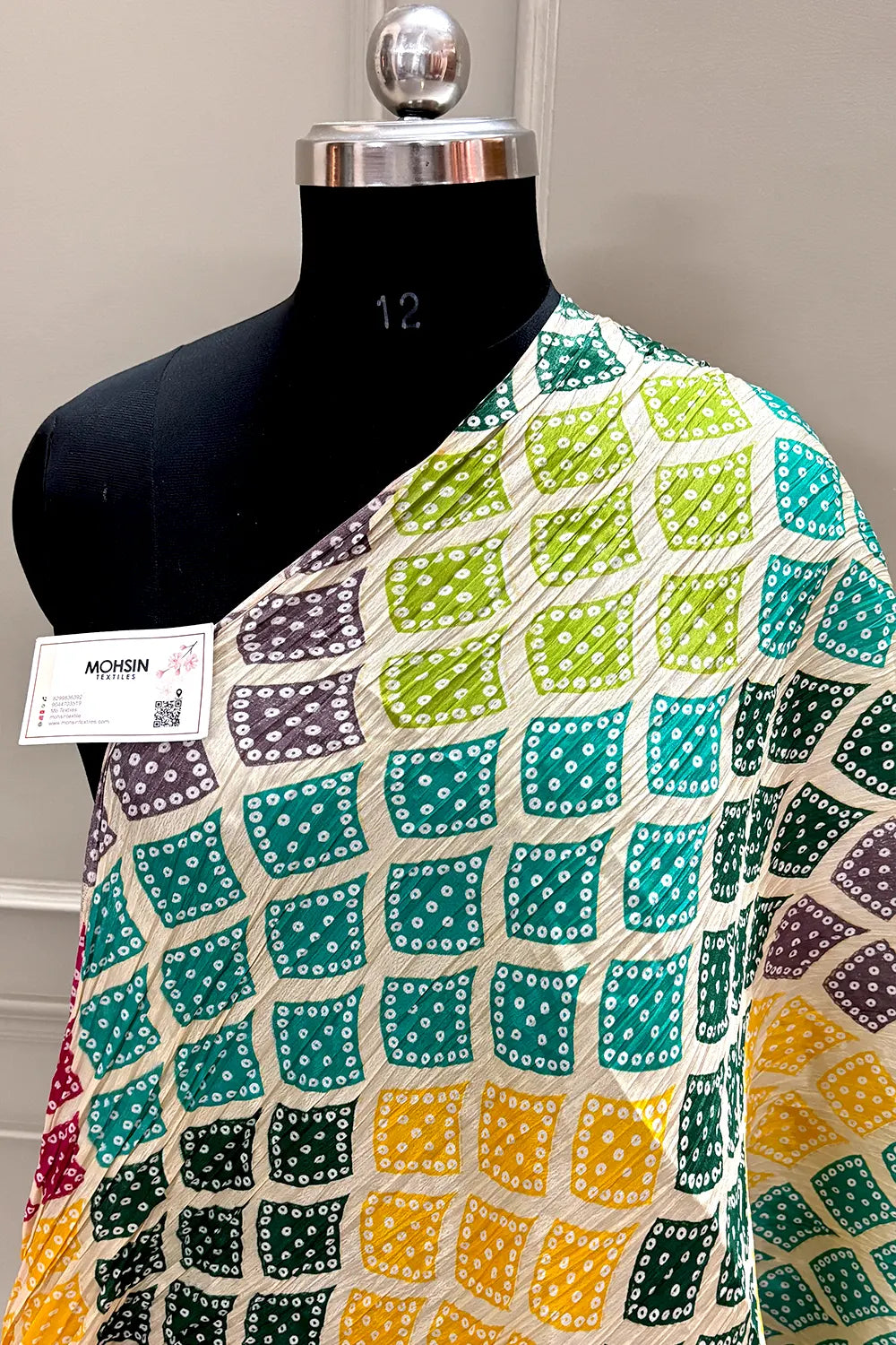 White Printed Crush Banarasi Silk Dupatta