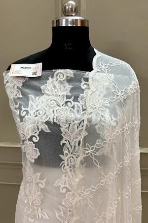 White Sequence Embroidery Net Salwar Suit