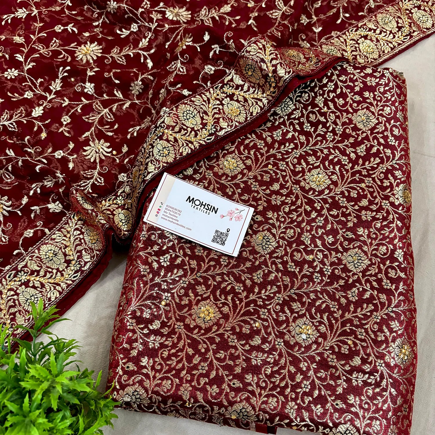 Wine Stone Work Kimkhab Silk Banarasi Gharara
