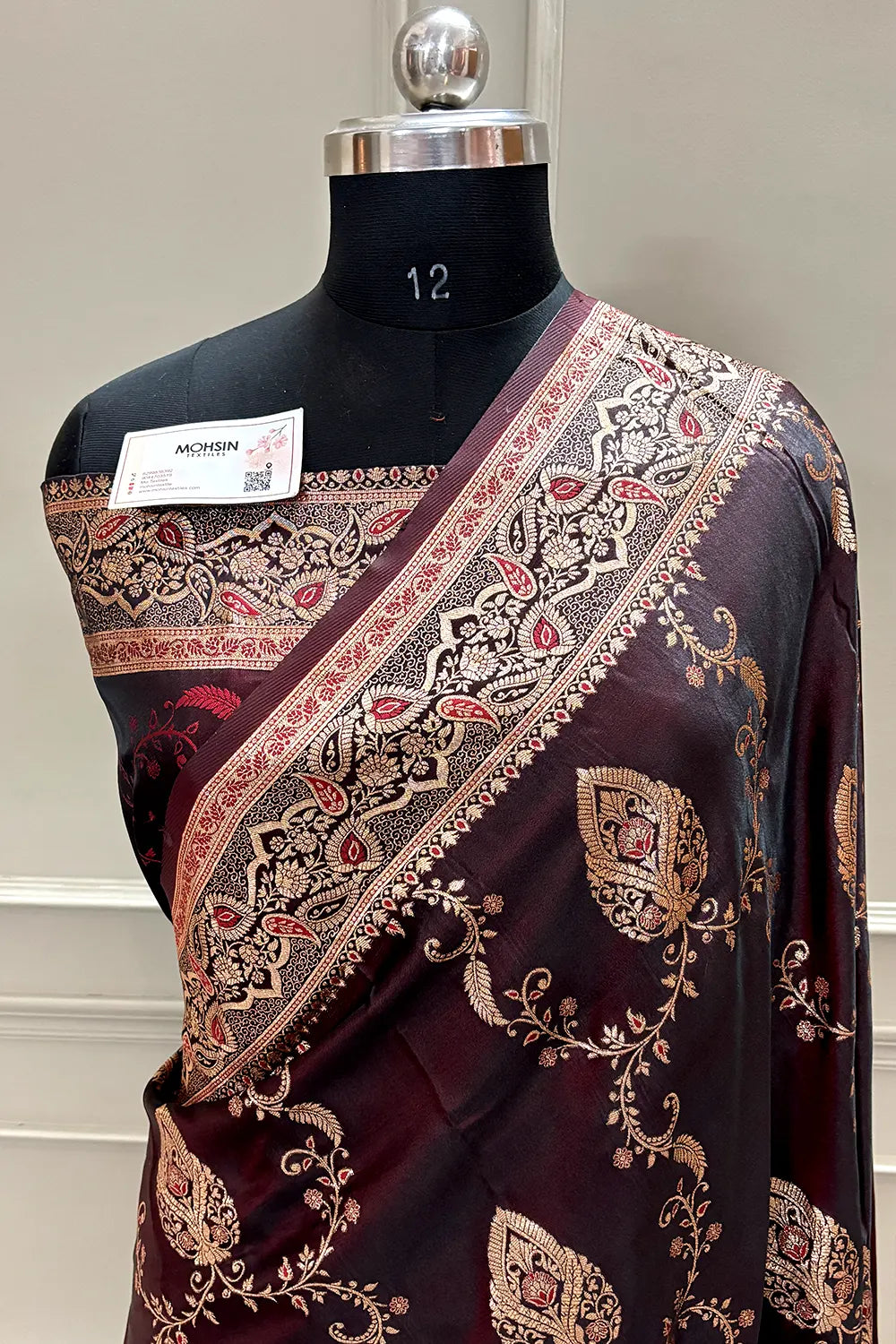Wine Zari Katan Silk Banarasi Saree