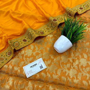 Yellow Banarasi Silk Suit With Georgette Dupatta
