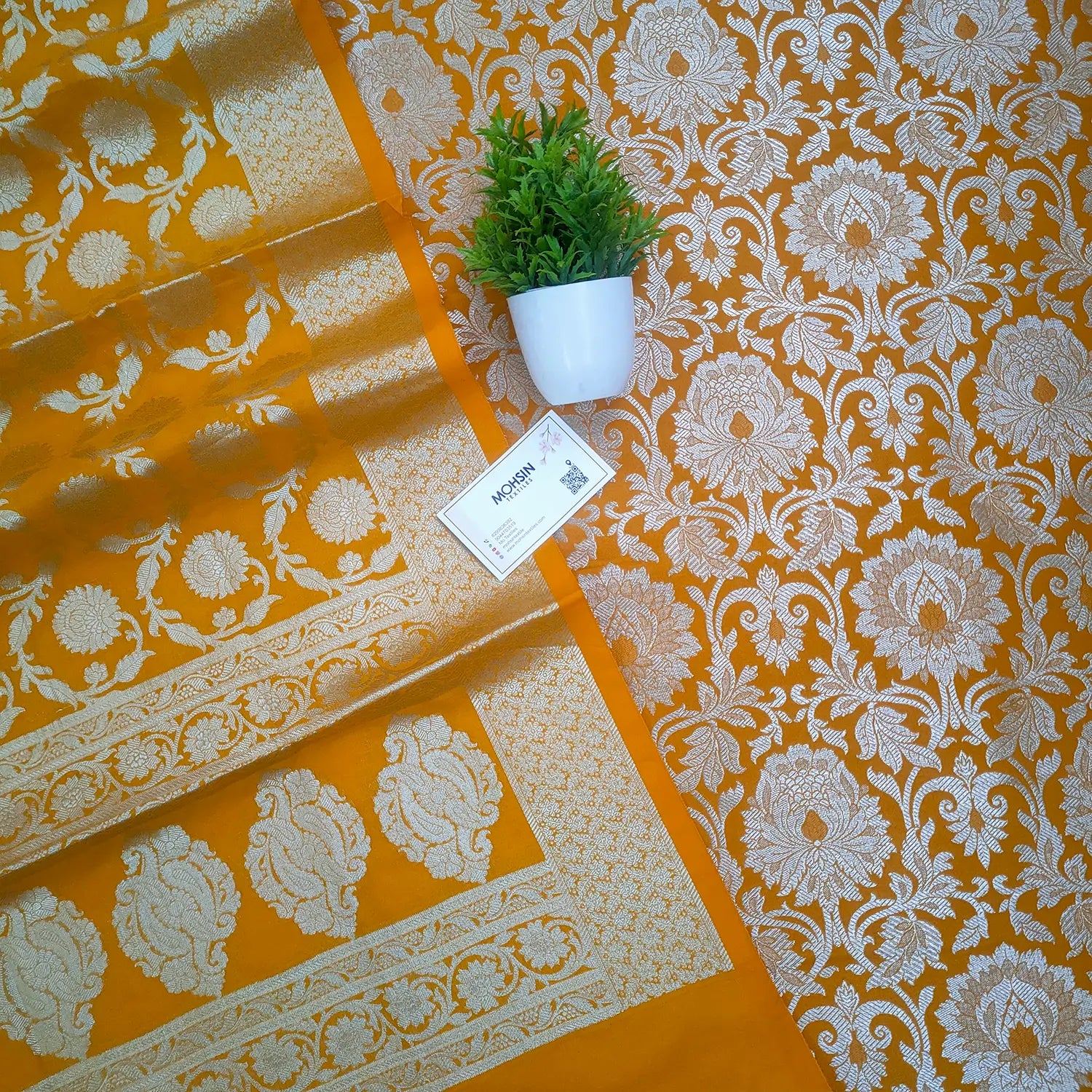 Yellow Champa Jaal Katan Silk Banarasi Suit