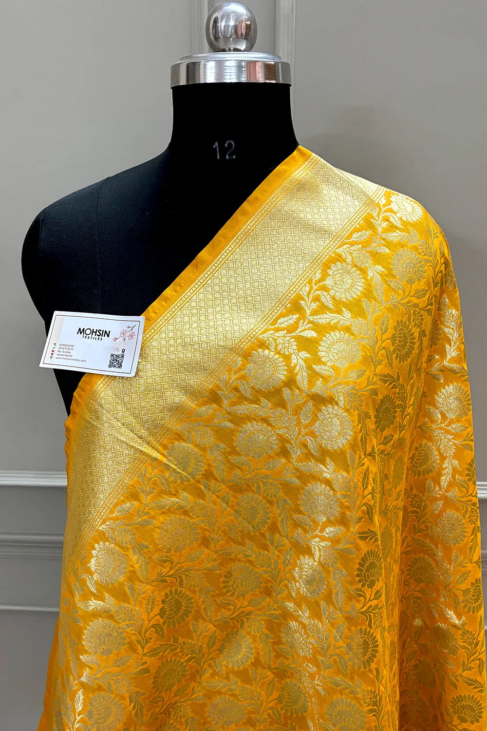 Yellow Golden Zari Katan Silk Banarasi Dupatta