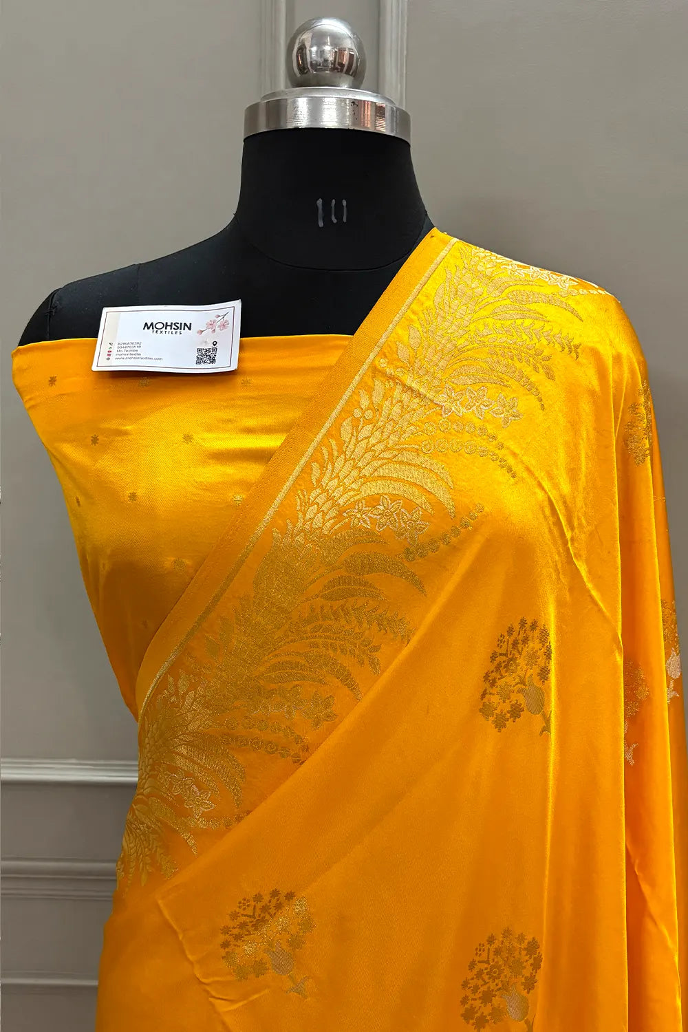 Yellow Golden Zari Katan Silk Banarasi Saree