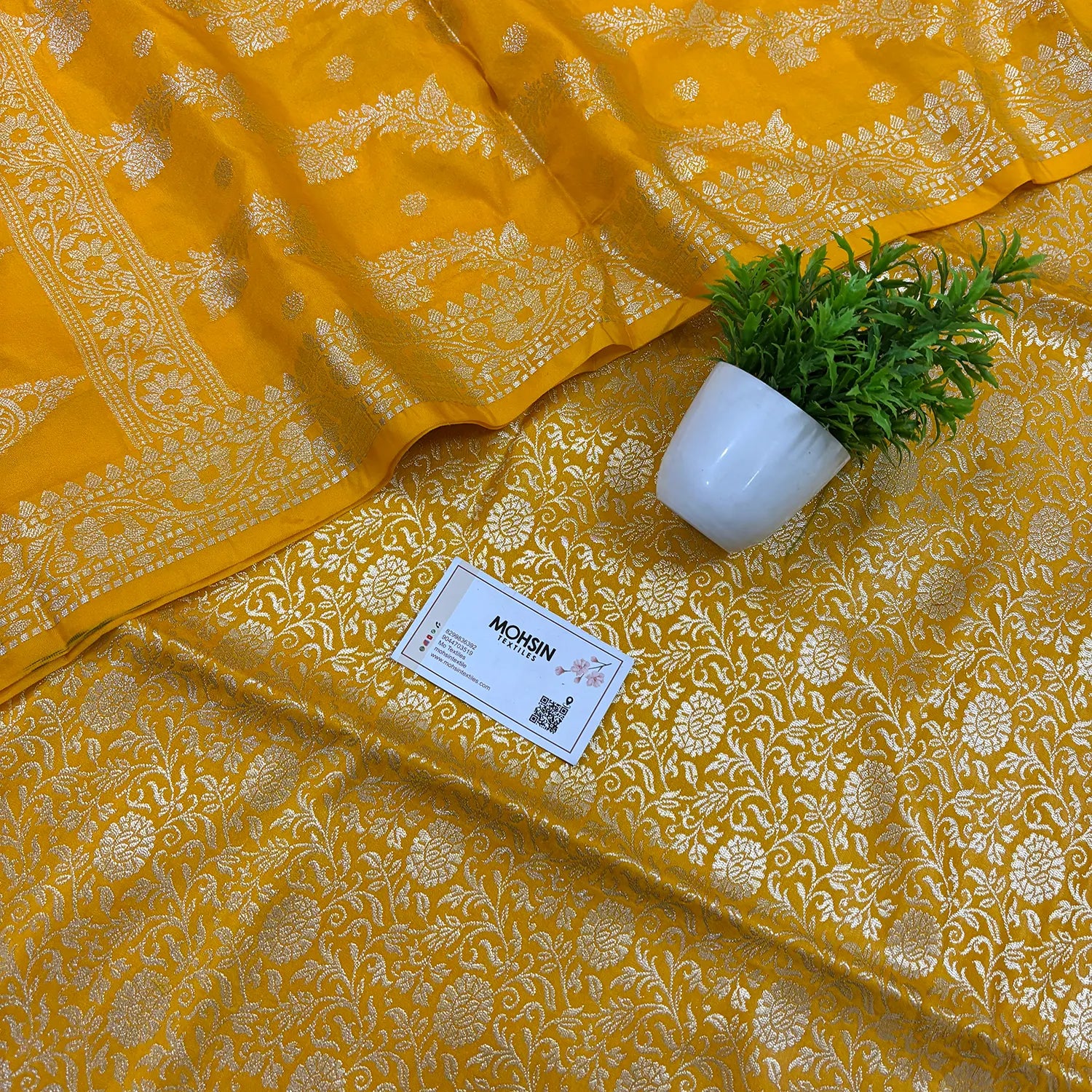 Yellow Golden Zari Katan Silk Banarasi Suit