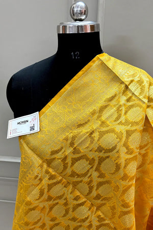 Yellow Golden Zari Banarasi Silk Dupatta