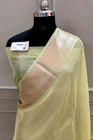 Yellow Zari Tissue Silk Banarasi Saree