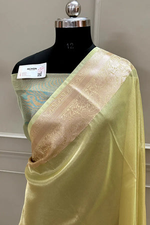 Yellow Zari Tissue Silk Banarasi Saree