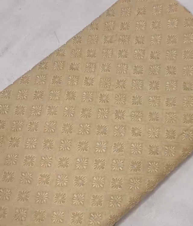 Beige Tanchoi Banarasi Silk Fabric