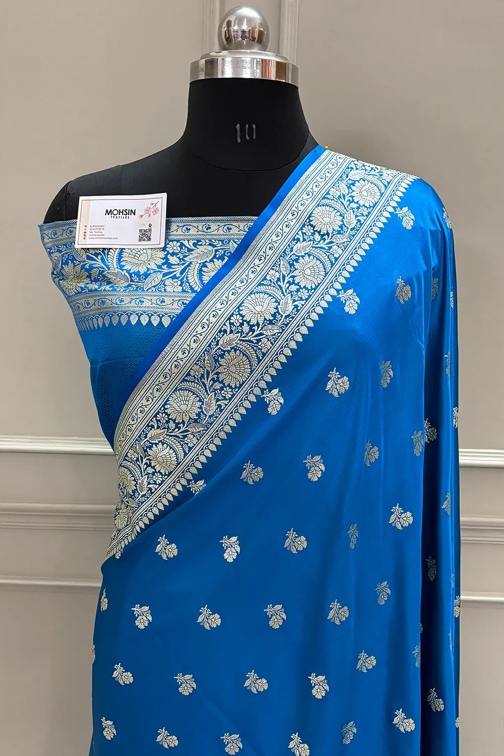 Firozi Chaman Buti Katan Silk Banarasi Saree