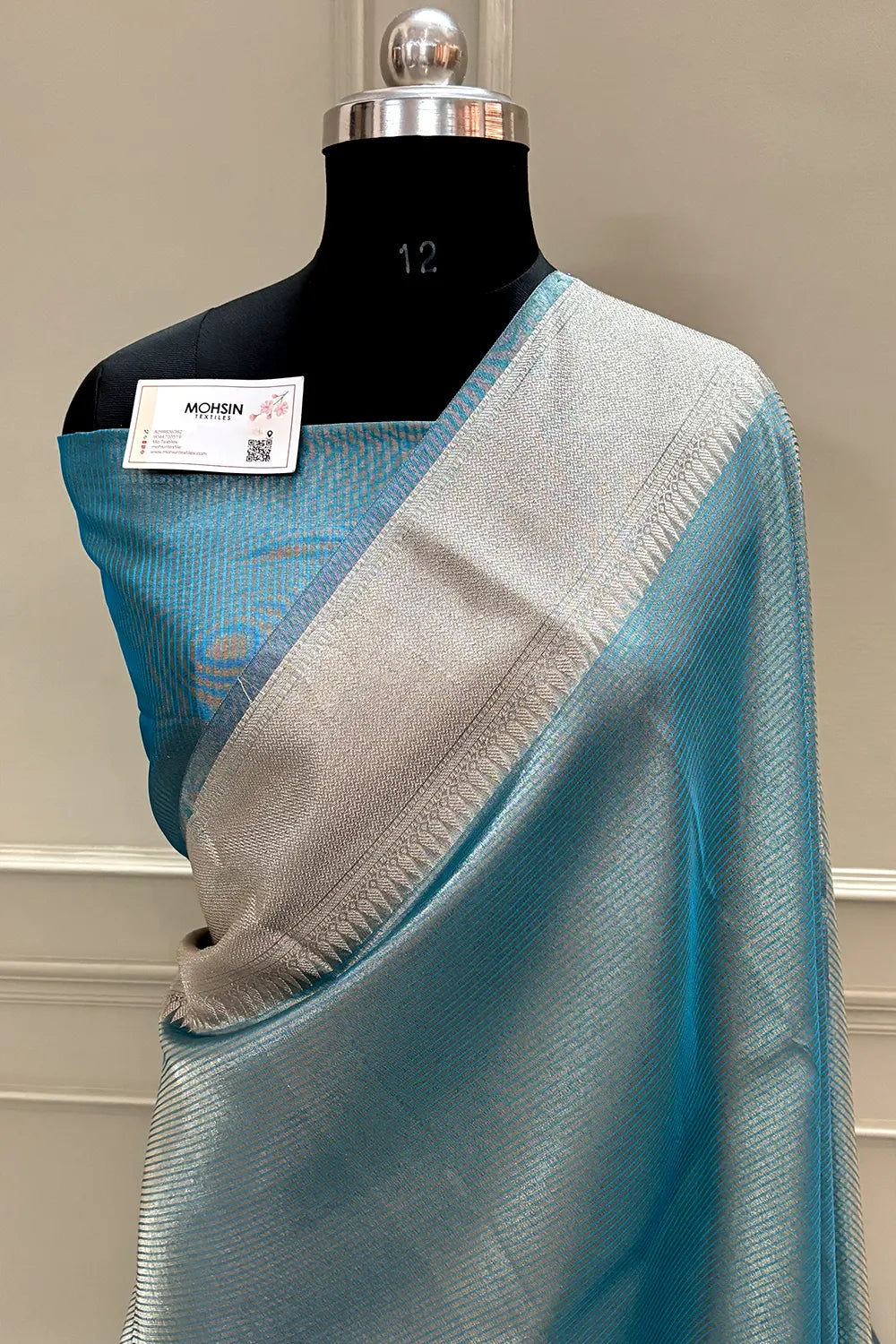 Firozi Golden Zari Tissue Silk Banarasi Saree