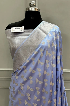Lavender Panchi Buti Katan Silk Banarasi Saree