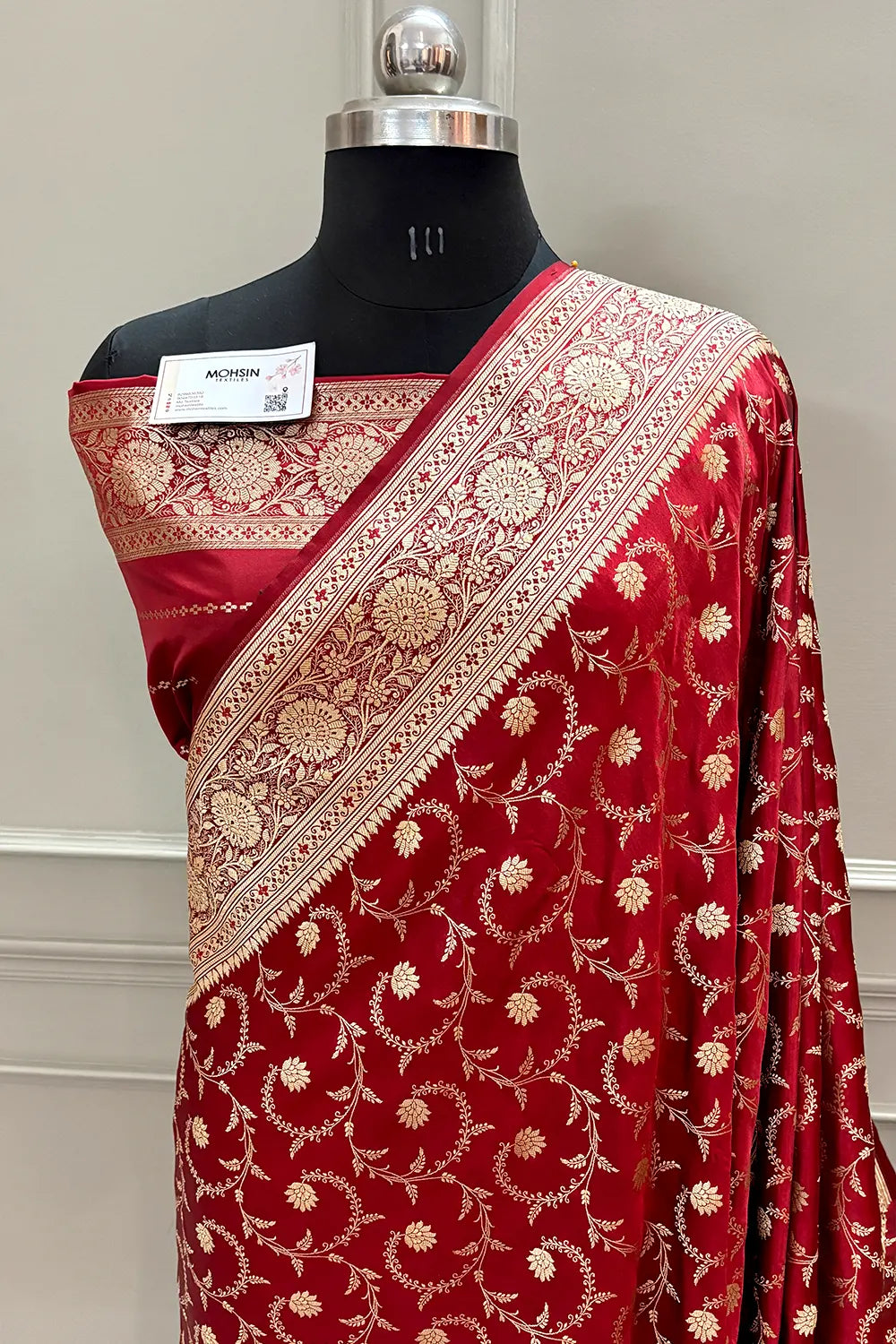 Maroon Eragon Jaal Katan Silk Banarasi Saree