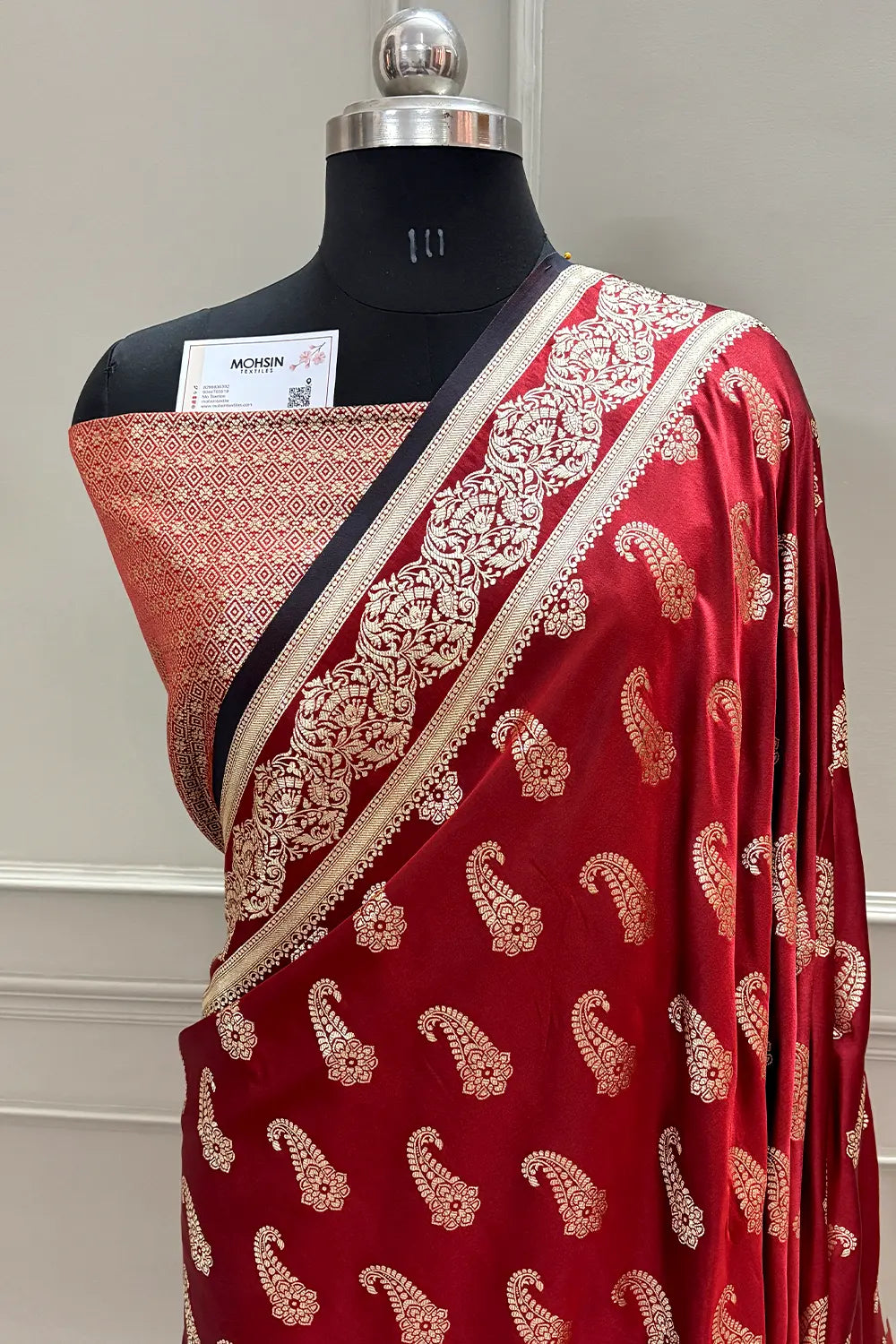 Maroon Unicorn Buti Katan Silk Banarasi Saree