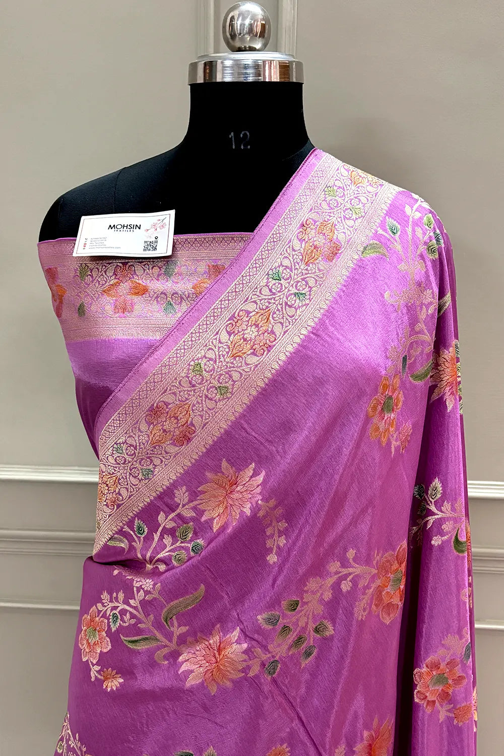 Mauve Shakahari Jaal Georgette Silk Banarasi Saree