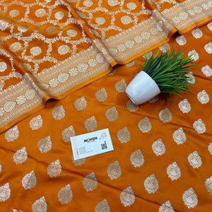 Mustard Golden Zari Katan Silk Banarasi Suit