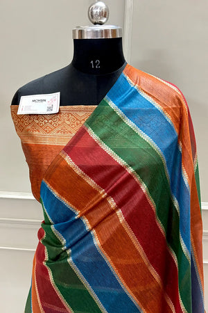 Orange Resham Zari Chanderi Silk Banarasi Saree