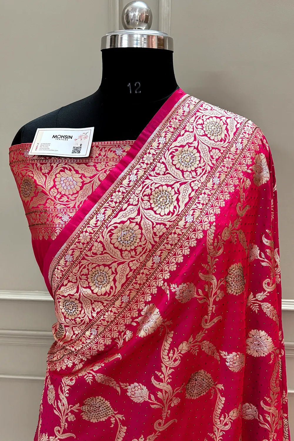Pink Miracle Jaal Siroski Work Katan Silk Banarasi Saree