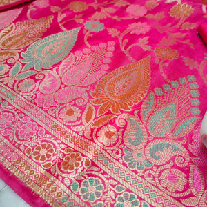 Pink Tilfi Meenakari Satin Silk Banarasi Suit