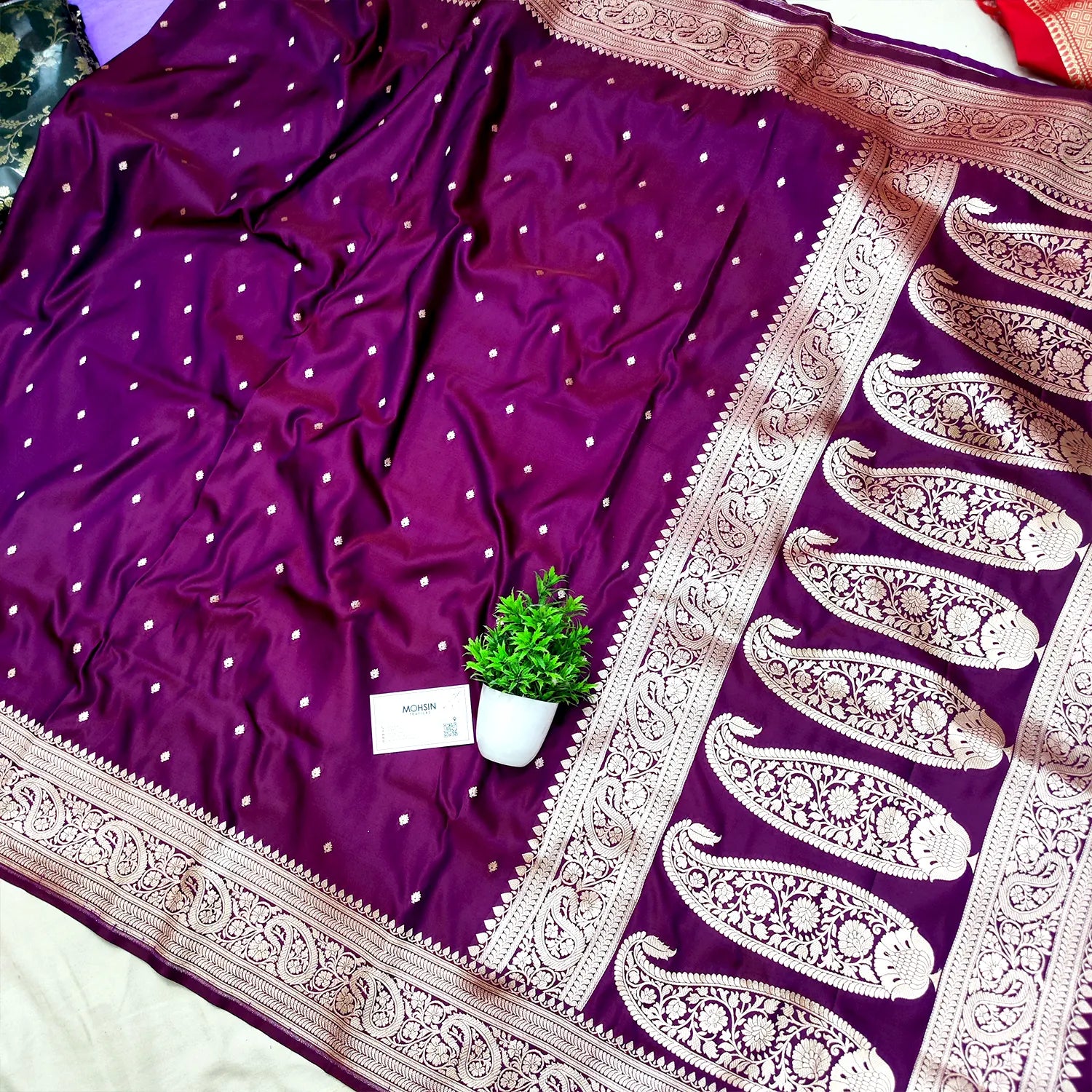 Purple Chitrani Buti Katan Silk Banarasi Saree