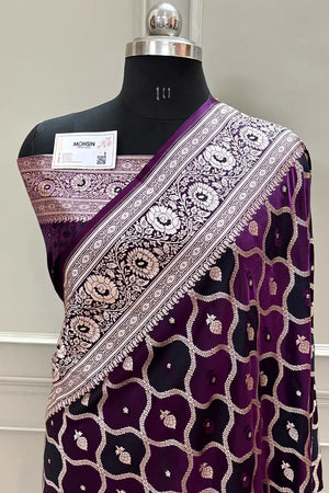 Purple Ghulam Buti Katan Silk Banarasi Saree