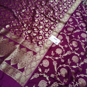 Purple Golden Zari Katan Silk Banarasi Suit