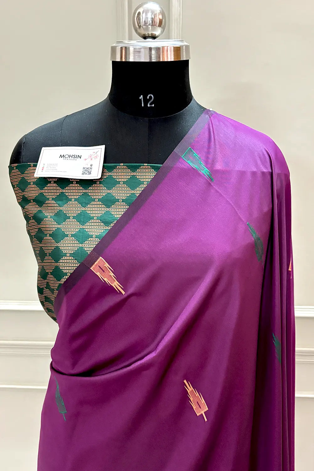Purple and Bottle Green Resham Zari Banarasi Silk Saree