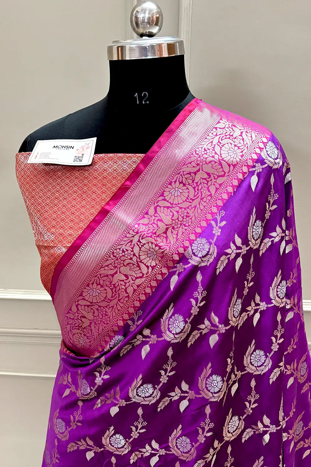 Purple and Red Golden Zari Banarasi Silk Saree